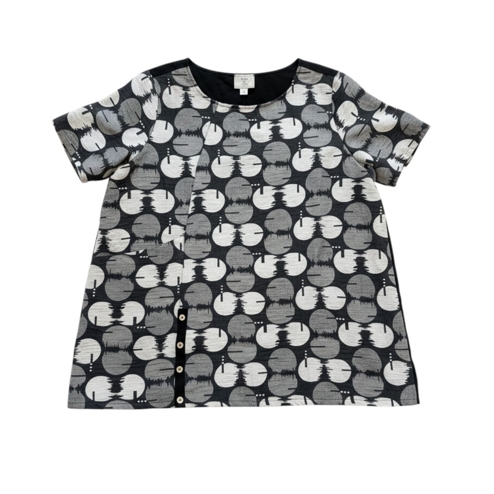 Chalet et Ceci XL lagenlook Linen Abstract Circle Print Tunic artsy boxy Size XL